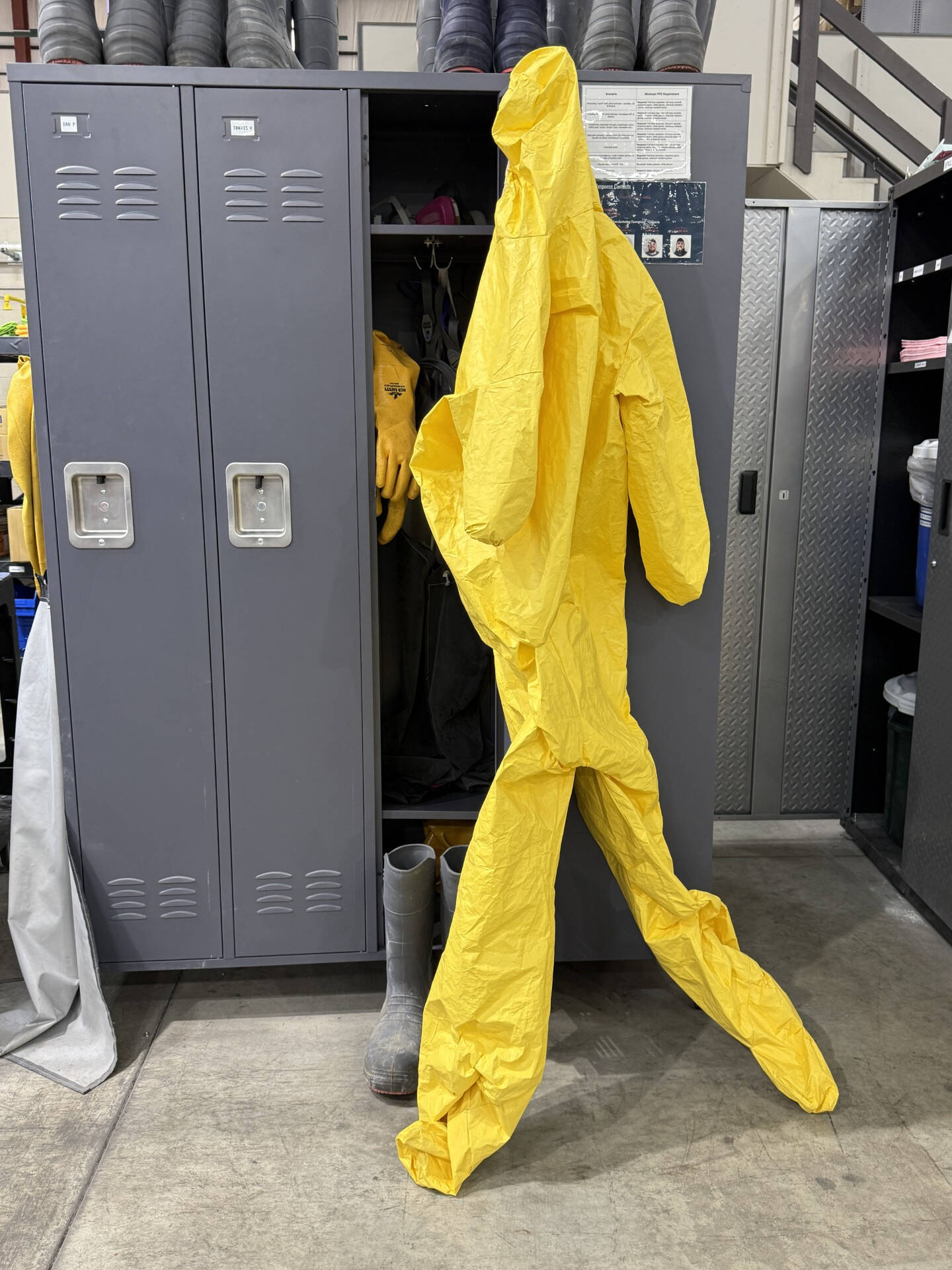 Locker containing safety equipment